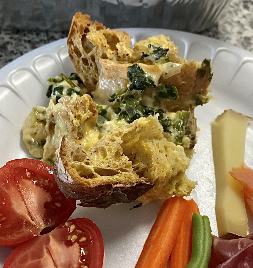 Spinach and Cheese Brunch Strata! by BeautyBeyondBones #food #brunch #recipes #vegetarian #breakfast #eggs #savory #edrecovery