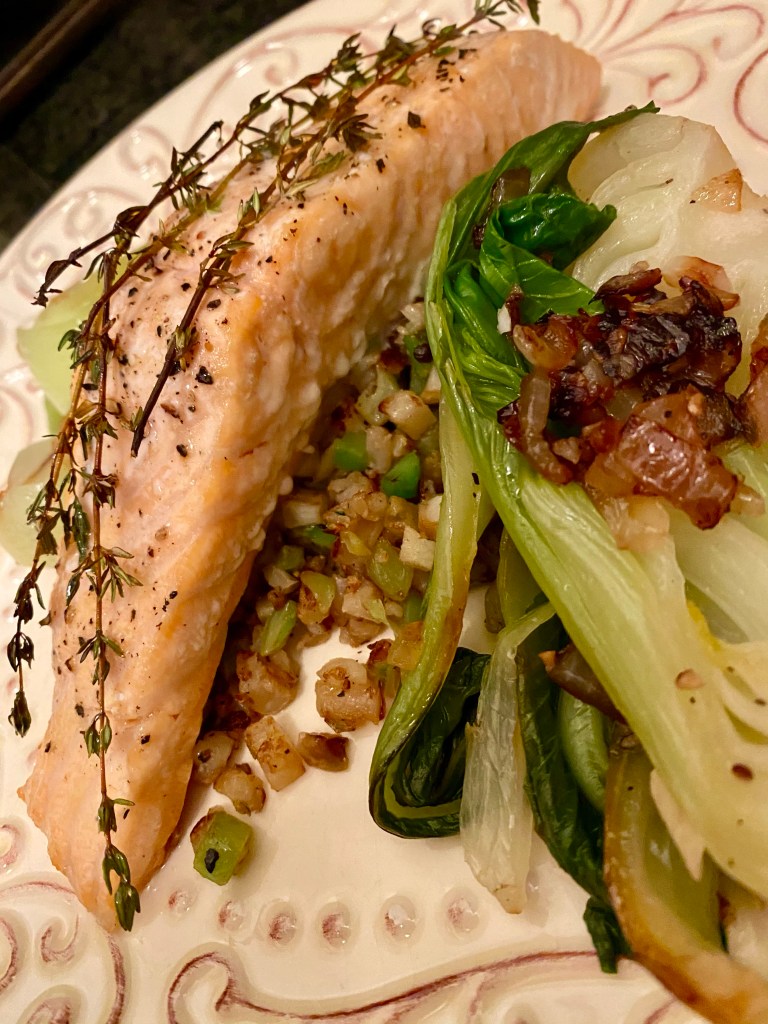 Thyme Roasted Salmon by BeautyBeyondBones #seafood #pescatarian #salmon #dinner #glutenfree #paleo #grainfree #food #edrecovery #cooking #healthyfood