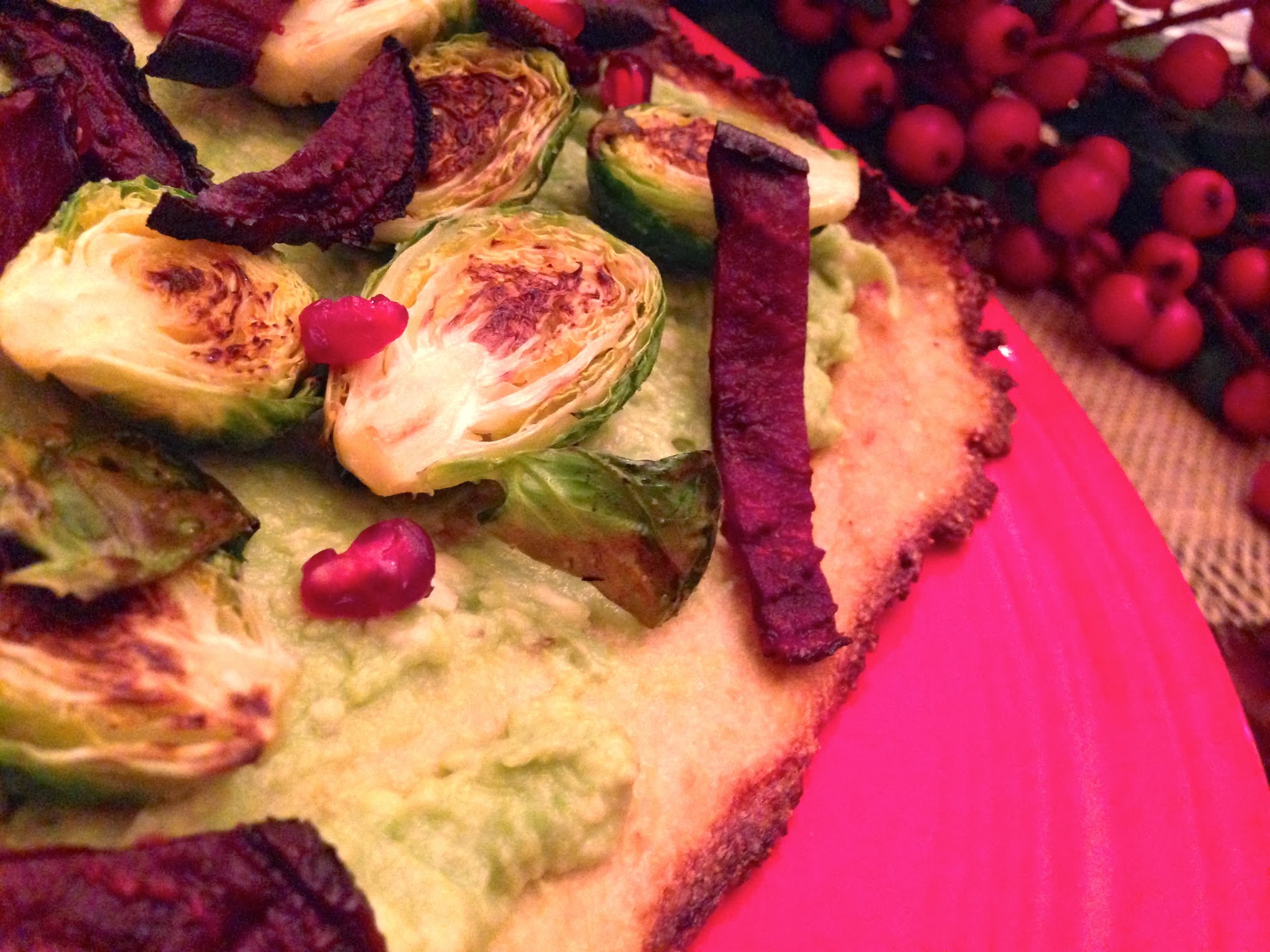 Beet & Brussels Flatbread by BeautyBeyondBones #glutenfree #vegan #paleo #vegetarian #edrecovery #healthyfood #healthy 