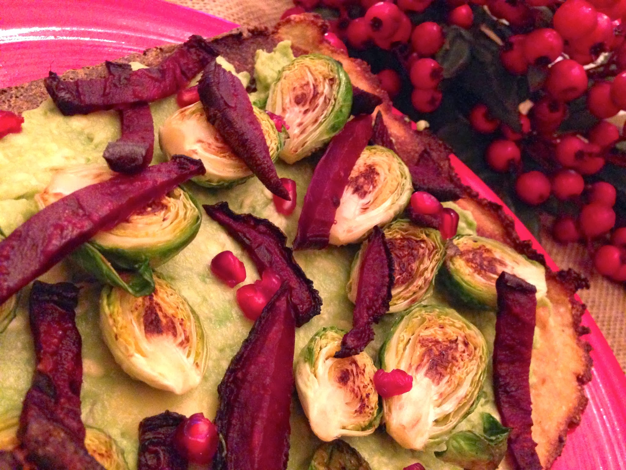 Beet & Brussels Flatbread by BeautyBeyondBones #glutenfree #vegan #paleo #vegetarian #edrecovery #healthyfood #healthy 