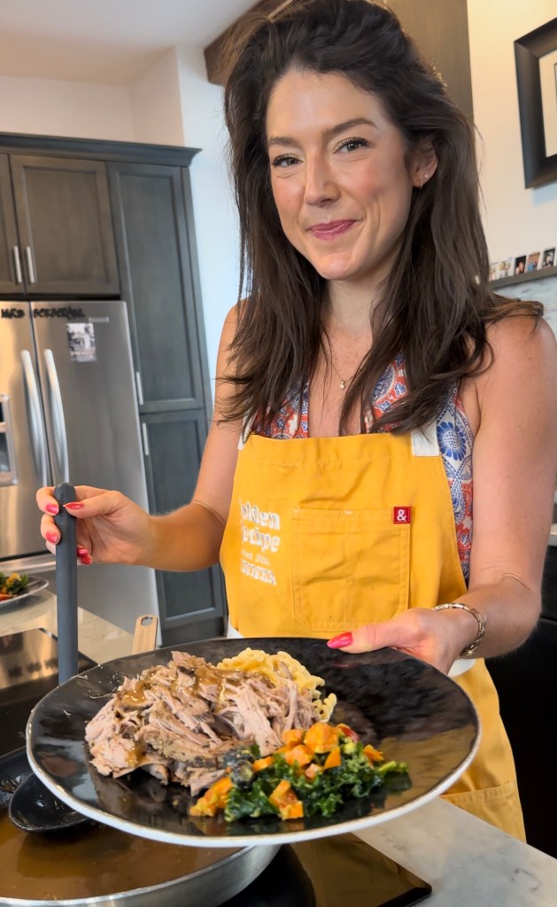 A “set it and forget it” Meal the whole #family will love! Juicy #Pork Tenderloin with Gravy will be your new favorite summer #dinner recipe! #glutenfree #cooking #keto #paleo #healthyfood #yum #Grainfree