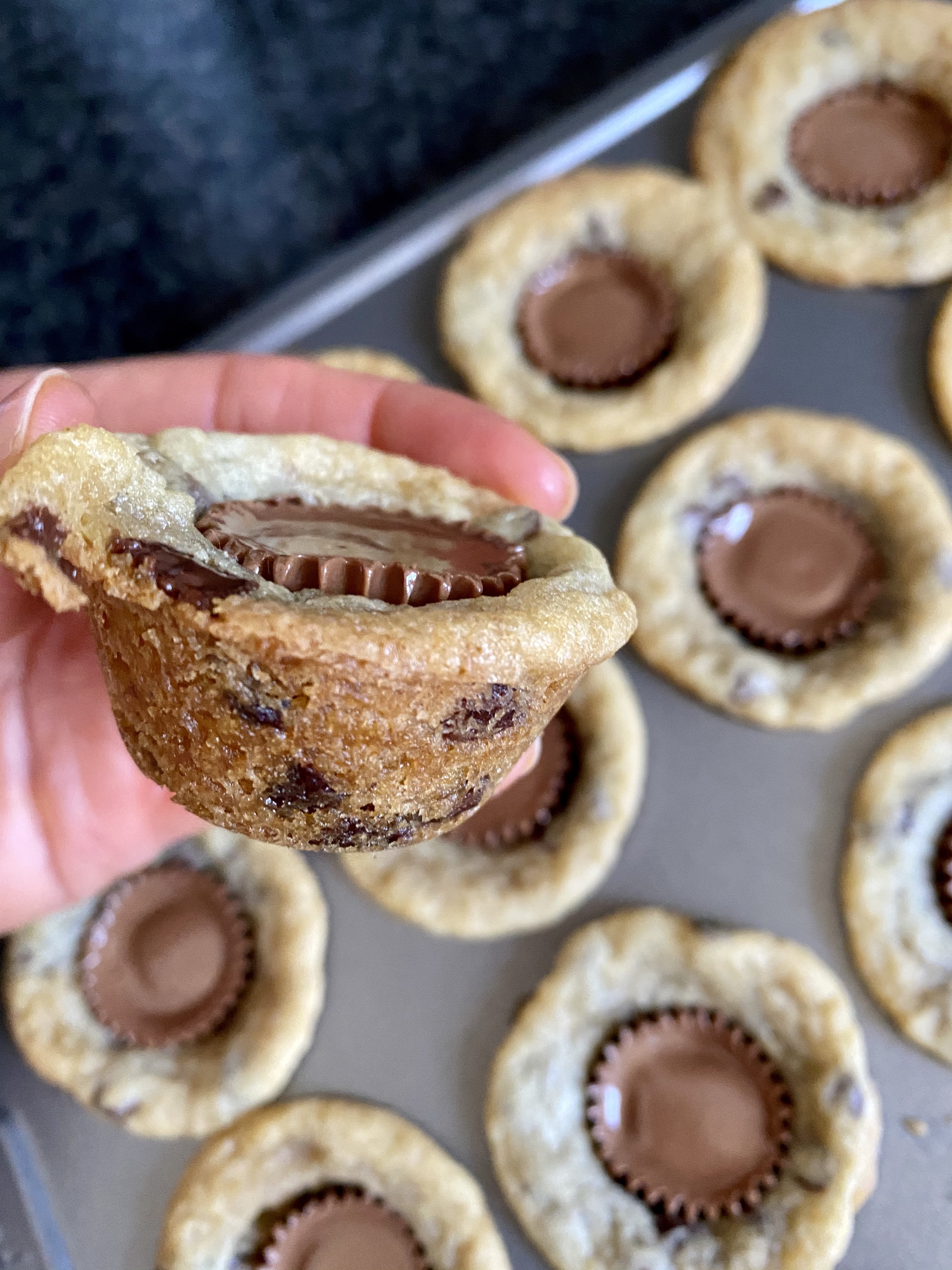Peanut Butter Cup Cookies by BeautyBeyondBones #dessert #chocolate #peanutbutter #sweets #yum #reeces #edrecovery #food