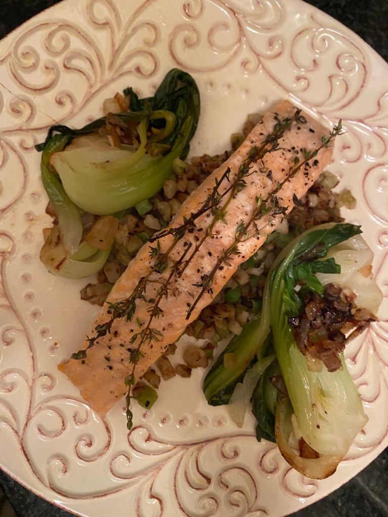 Thyme Roasted Salmon by BeautyBeyondBones #seafood #pescatarian #salmon #dinner #glutenfree #paleo #grainfree #food #edrecovery #cooking #healthyfood