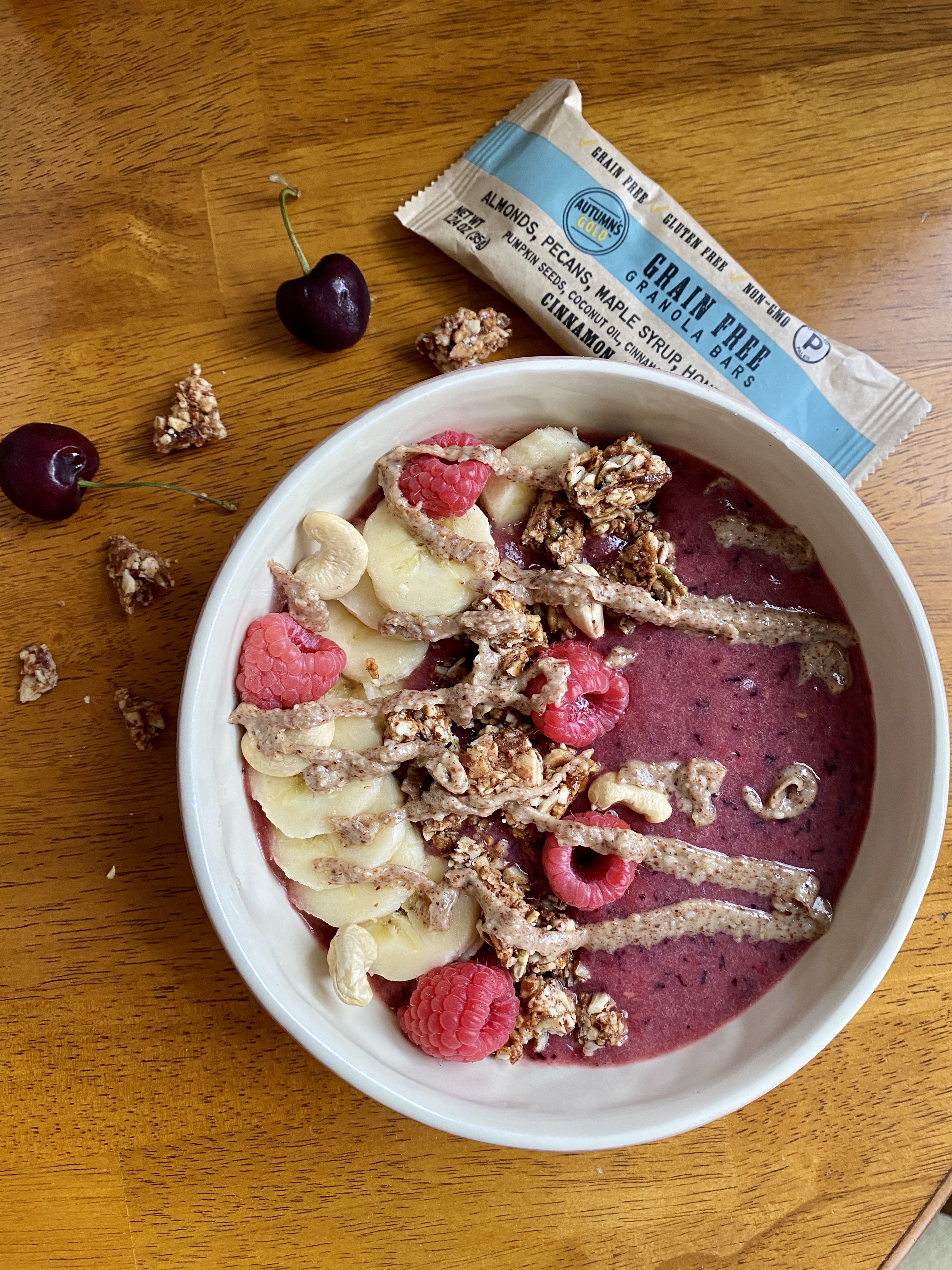 Berry Cherry Smoothie Bowl by BeautyBeyondBones #edrecovery #food #breakfast #brunch #healthyfood #vegan #glutenfree #grainfree #specificcarbohydratediet
