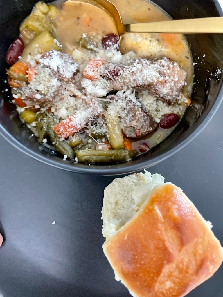 Hearty comfort food at its finest! Beef Stew! Except make it #keto! Hunks of hearty beef and cozy veggies in a delicious creamy broth! A cool weather recipe you’ll crave again and again! #cooking #recipe #glutenfree #paleo #healthy #lowcarb #beef #fall #winter 