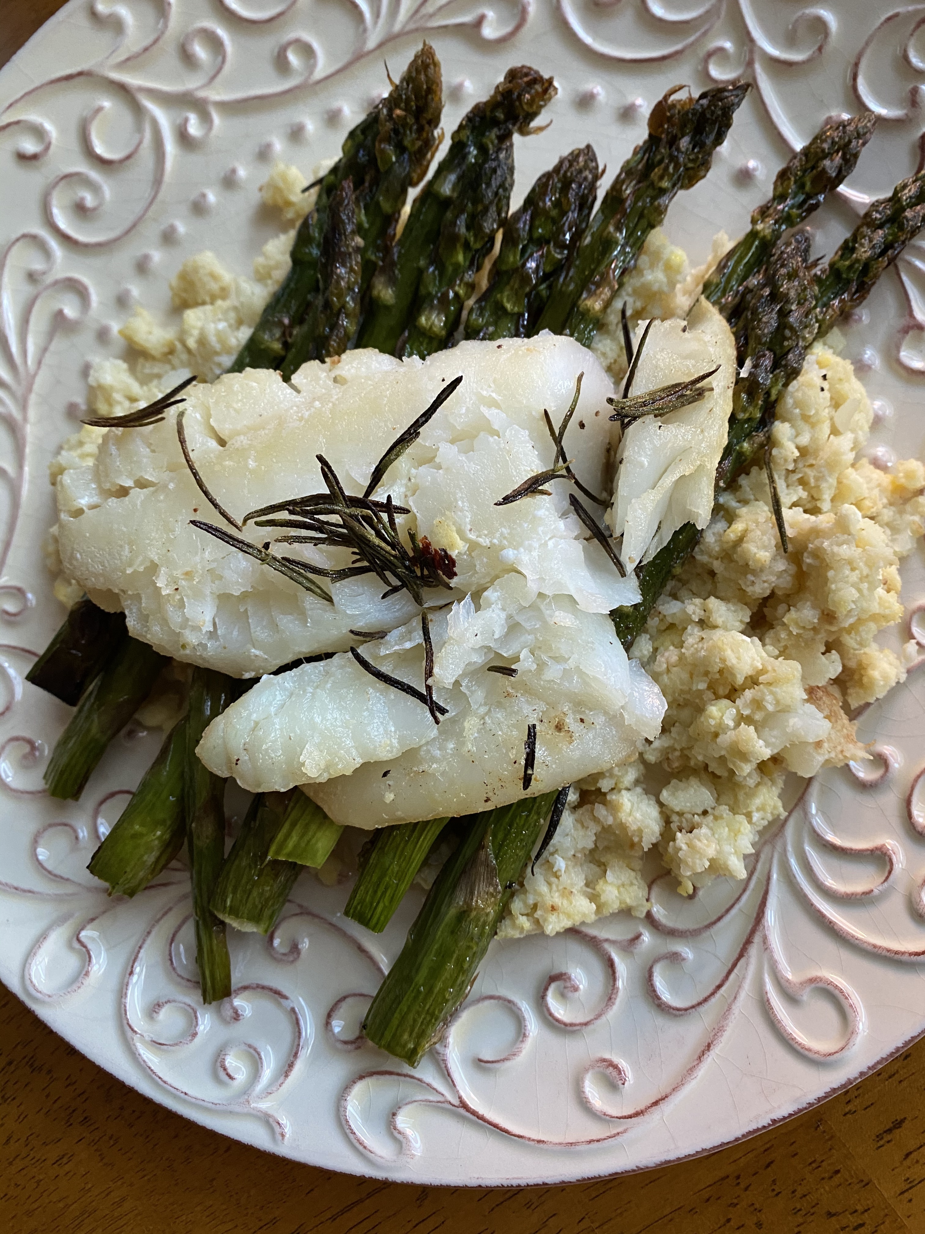 Rosemary Cod with Cauliflower Rice by BeautyBeyondBones! #grainfree #glutenfree #pescatarian #paleo #specificcarbohydratediet #food #edrecovery #healthyfood