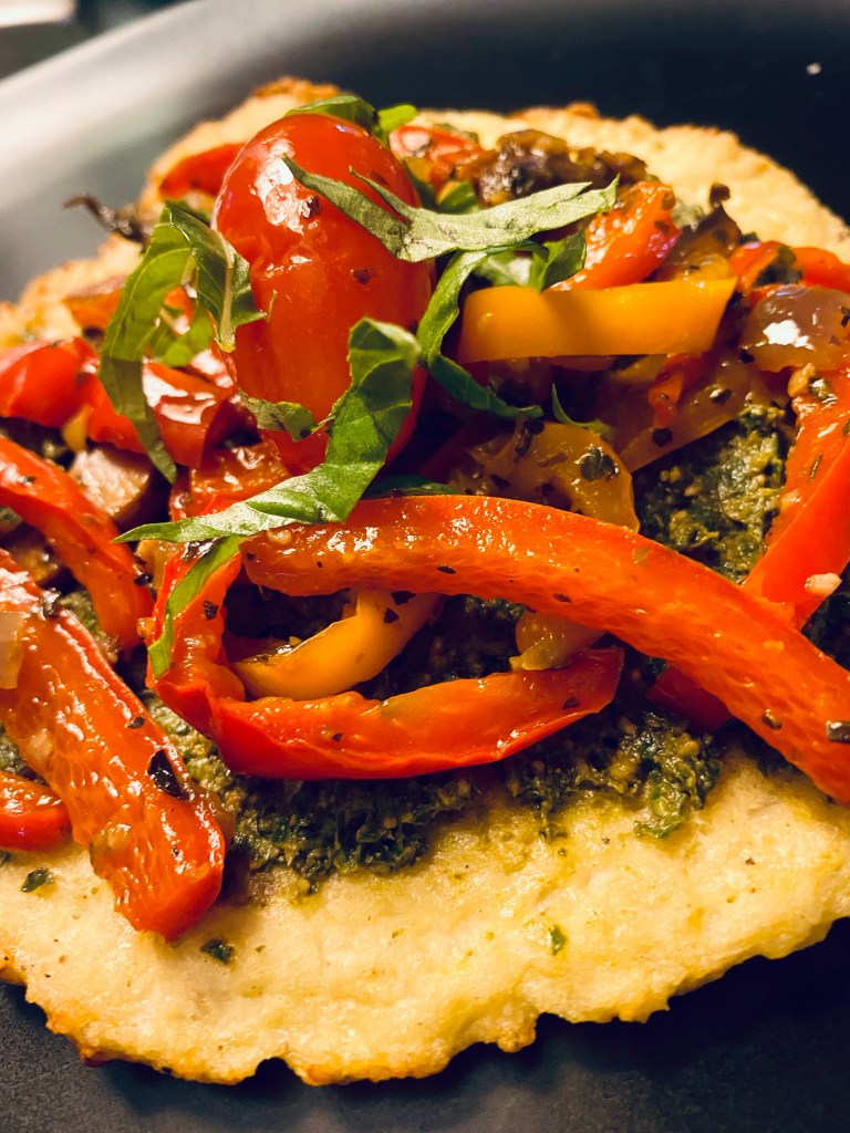 Keto Pesto Pizza! By BeautyBeyondBones #pizza #keto #glutenfree #grainfree #paleo #healthyfood #edrecovery #food